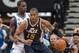 Apr 16, 2014; Minneapolis, MN, USA; Utah Jazz center Derrick Favors (15) dribbles in the first quarter against the Minnesota Timberwolves center Gorgui Dieng (5) at Target Center. Mandatory Credit: Brad Rempel-USA TODAY Sports