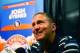 Feb 18, 2014; Phoenix, AZ, USA; San Diego Padres general manager Josh Byrnes speaks to the media during MLB media day at Chase Field. Mandatory Credit: Mark J. Rebilas-USA TODAY Sports