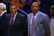 Mar 4, 2014; Phoenix, AZ, USA; Los Angeles Clippers head coach Doc Rivers (right) and assistant coach Alvin Gentry against the Phoenix Suns at the US Airways Center. Mandatory Credit: Mark J. Rebilas-USA TODAY Sports