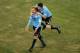 JOHANNESBURG, SOUTH AFRICA - JULY 02: Luis Suarez celebrates with Diego Forlan of Uruguay celebrates after he scored his team's first goal from a free kick during the 2010 FIFA World Cup South Africa Quarter Final match between Uruguay and Ghana at the So