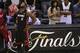 SAN ANTONIO, TX - JUNE 15: LeBron James #6 of the Miami Heat waits for play to resume as he plays the San Antonio Spurs in Game Five of the 2014 NBA Finals at the AT&T Center on June 15, 2014 in San Antonio, Texas. NOTE TO USER: User expressly acknowledg