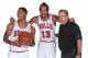DEERFIELD, IL - SEPTEMBER 27: Derrick Rose #1, Joakim Noah #13 and and Tom Thibodeau of the Chicago Bulls poses for a portrait during media day on September27, 2013 at Berto Center in Deerfield, Illinois. NOTE TO USER: User expressly acknowledges and ag