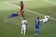 NATAL, BRAZIL - JUNE 24: Luis Suarez of Uruguay and Giorgio Chiellini of Italy react after a clash during the 2014 FIFA World Cup Brazil Group D match between Italy and Uruguay at Estadio das Dunas on June 24, 2014 in Natal, Brazil. (Photo by Julian Fin
