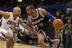 Jan 17, 2014; Orlando, FL, USA; Orlando Magic shooting guard Arron Afflalo (4) drives to the basket as Charlotte Bobcats shooting guard Gerald Henderson (9) defends during the second half at Amway Center. Bobcats won 111-101. Mandatory Credit: Kim Klement