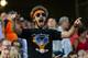 Jun 24, 2014; Omaha, NE, USA; The fan known as Journey Man performs during a break in the action during game two of the College World Series Finals between the Vanderbilt Commodores and the Virginia Cavaliers at TD Ameritrade Park Omaha. Virginia defeate