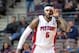 Mar 31, 2014; Auburn Hills, MI, USA; Detroit Pistons forward Josh Smith (6) celebrates after scoring during the fourth quarter against the Milwaukee Bucks at The Palace of Auburn Hills. Pistons won 116-111. Mandatory Credit: Tim Fuller-USA TODAY Sports