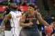 Mar 15, 2014; Atlanta, GA, USA; Tennessee Volunteers forward Jarnell Stokes (5) forks for position against Florida Gators center Patric Young (4) in the semifinals of the SEC college basketball tournament at Georgia Dome. Mandatory Credit: Paul Abell-USA