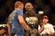 Sep 21, 2013; Toronto, Ontario, CAN; Jon Jones congratulates Alexander Gustafsson (left) after Jones' victory in their light heavyweight championship bout at UFC 165 at the Air Canada Centre. Mandatory Credit: Tom Szczerbowski-USA TODAY Sports