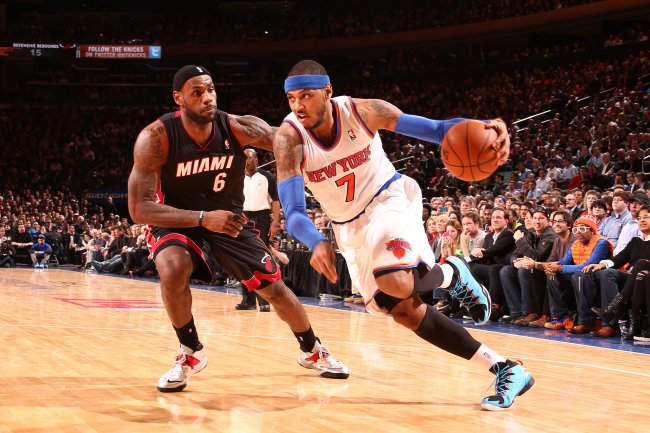 LeBron James and Carmelo Anthony are one of the most formidable one-two punches ever to come out of the same draft. (Nathaniel Butler/Getty Images)