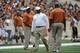 Apr 19, 2014; Austin, TX, USA; Texas Longhorns head coach Charlie Strong reacts during the Spring Game at Texas Memorial Stadium. Mandatory Credit: Brendan Maloney-USA TODAY Sports