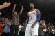 Nov 14, 2013; New York, NY, USA; New York Knicks small forward Carmelo Anthony (7) and fans react after he was fouled late during the fourth quarter of a game against the Houston Rockets at Madison Square Garden. Mandatory Credit: Brad Penner-USA TODAY Sp