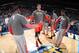 DENVER, CO - APRIL 9: Omer Asik #3 of the Houston Rockets enters the court before the game against the Denver Nuggets on April 9, 2014 at the Pepsi Center in Denver, Colorado. NOTE TO USER: User expressly acknowledges and agrees that, by downloading and/o