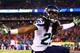 Feb 2, 2014; East Rutherford, NJ, USA; Seattle Seahawks cornerback Richard Sherman (25) reacts during the third quarter against the Denver Broncos in Super Bowl XLVIII at MetLife Stadium. Mandatory Credit: Mark J. Rebilas-USA TODAY Sports
