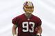 ASHBURN, VA - MAY 17: Trent Murphy #93 works out during Washington Redskins rookie minicamp at Redskins Park on May 17, 2014 in Ashburn, Virginia. (Photo by Mark Wilson/Getty Images)