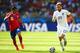 BELO HORIZONTE, BRAZIL - JUNE 24: Luke Shaw of England controls the ball against Cristian Gamboa of Costa Rica during the 2014 FIFA World Cup Brazil Group D match between Costa Rica and England at Estadio Mineirao on June 24, 2014 in Belo Horizonte, Braz