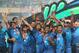 DHAKA, BANGLADESH - APRIL 06: Lasith Malinga of Sri Lanka and his team celebrate with the trophy on the podium after winning the Final of the ICC World Twenty20 Bangladesh 2014 between India and Sri Lanka at Sher-e-Bangla Mirpur Stadium on April 4, 2014