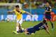 CUIABA, BRAZIL - JUNE 24: James Rodriguez of Colombia shoots and scores his team's fourth goal during the 2014 FIFA World Cup Brazil Group C match between Japan and Colombia at Arena Pantanal on June 24, 2014 in Cuiaba, Brazil. (Photo by Christopher
