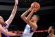 PHILADELPHIA, PA - FEBRUARY 7: Michael Carter-Williams #1 of the Philadelphia 76ers shoots against the Los Angeles Lakers at the Wells Fargo Center on February 7, 2014 in Philadelphia, Pennsylvania. NOTE TO USER: User expressly acknowledges and agrees tha