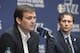 SALT LAKE CITY, UT - JUNE 07: Dennis Lindsey General Manager of the Utah Jazz speak during a press announcing introducing the new Head Coach Quin Snyder at the Zions Basketball Center on June 07, 2014 in Salt Lake City, Utah. NOTE TO USER: User expressly