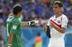 Jun 20, 2014; Recife, Pernambuco, BRAZIL; Costa Rica forward Bryan Ruiz (10), the lone goal scorer in the game, hands over the captain's armband after he was taken out of the game during the second half of their 1-0 win over Italy in a 2014 World Cup game