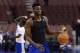 Feb 18, 2014; Philadelphia, PA, USA; Philadelphia 76ers center Nerlens Noel (4) during warmups prior to the game against the Cleveland Cavaliers at the Wells Fargo Center. Mandatory Credit: Howard Smith-USA TODAY Sports