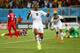 NATAL, BRAZIL - JUNE 16: Andre Ayew of Ghana celebrates after scoring his team's first goal during the 2014 FIFA World Cup Brazil Group G match between Ghana and the United States at Estadio das Dunas on June 16, 2014 in Natal, Brazil. (Photo by Robert