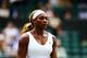 LONDON, ENGLAND - JUNE 26: Serena Williams of the United States in action during her Ladies' Singles second round match against Chanelle Scheepers of South Africa on day four of the Wimbledon Lawn Tennis Championships at the All England Lawn Tennis and C
