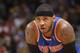 OAKLAND, CA - MARCH 30: Carmelo Anthony #7 of the New York Knicks in a game against the Golden State Warriors on March 30, 2014 at Oracle Arena in Oakland, California. NOTE TO USER: User expressly acknowledges and agrees that, by downloading and or using