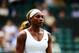 LONDON, ENGLAND - JUNE 26: Serena Williams of the United States in action during her Ladies' Singles second round match against Chanelle Scheepers of South Africa on day four of the Wimbledon Lawn Tennis Championships at the All England Lawn Tennis and C