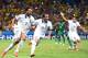 FORTALEZA, BRAZIL - JUNE 24: Giorgos Samaras of Greece celebrates scoring his team's second goal on a penalty kick with Theofanis Gekas (C) during the 2014 FIFA World Cup Brazil Group C match between Greece and the Ivory Coast at Castelao on June 24, 2014