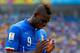 NATAL, BRAZIL - JUNE 24: Mario Balotelli of Italy reacts during the 2014 FIFA World Cup Brazil Group D match between Italy and Uruguay at Estadio das Dunas on June 24, 2014 in Natal, Brazil. (Photo by Clive Rose/Getty Images)