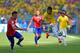 BELO HORIZONTE, BRAZIL - JUNE 28: Luiz Gustavo of Brazil controls the ball against Mauricio Isla of Chile during the 2014 FIFA World Cup Brazil round of 16 match between Brazil and Chile at Estadio Mineirao on June 28, 2014 in Belo Horizonte, Brazil. (Ph
