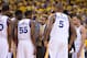 May 1, 2014; Oakland, CA, USA; Golden State Warriors head coach Mark Jackson (center) instructs his team in a huddle during the second quarter in game six of the first round of the 2014 NBA Playoffs against the Los Angeles Clippers at Oracle Arena. The Wa