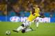 Zapata lunger for a ball with Colombia