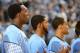 Hairston (far left) and Tokoto (far right) stand together as part of the UNC basketball program in March 2013.