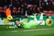 STOKE ON TRENT, ENGLAND - FEBRUARY 01: Asmir Begovic of Stoke City makes a diving save during the Barclays premier League match between Stoke City and Manchester United at Britannia Stadium on February 1, 2014 in Stoke on Trent, England. (Photo by Lauren