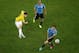 RIO DE JANEIRO, BRAZIL - JUNE 28: James Rodriguez of Colombia shoots and scores his team's first goal during the 2014 FIFA World Cup Brazil round of 16 match between Colombia and Uruguay at Maracana on June 28, 2014 in Rio de Janeiro, Brazil. (Photo by