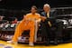 LOS ANGELES - NOVEMBER 9: Pau Gasol #16 and Head Coach Phil Jackson of the Los Angeles Lakers share a few words on the bench before their game against the Minnesota Timberwolves at Staples Center on November 9, 2010 in Los Angeles, California. NOTE TO US