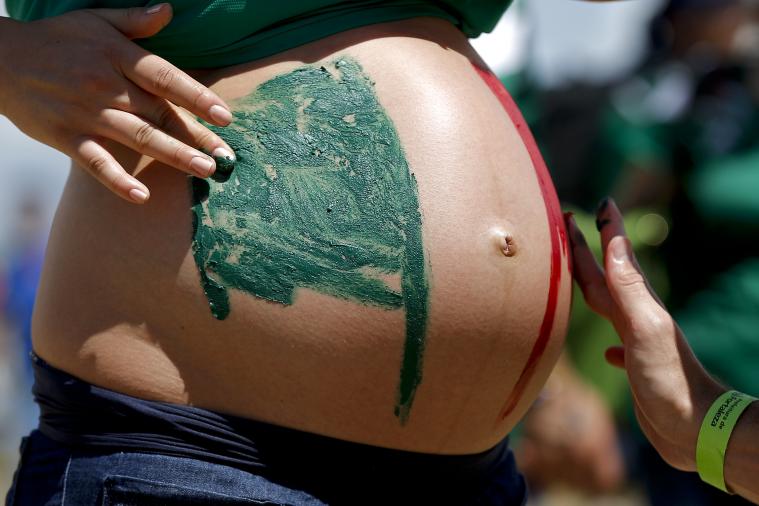 Pregnant Mexico Fan Paints Her Belly with El Tri Colours for World Cup Last 16