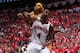 ATLANTA, GA - MAY 1: Paul Millsap #4 of the Atlanta Hawks boxes out Chris Copeland #22 of the Indiana Pacers during Game Six of the Eastern Conference Quarterfinals on May 1, 2014 at Philips Arena in Atlanta, Georgia. NOTE TO USER: User expressly acknow