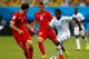 MANAUS, BRAZIL - JUNE 25: Marvin Chavez of Honduras controls the ball as Granit Xhaka of Switzerland gives chase during the 2014 FIFA World Cup Brazil Group E match between Honduras and Switzerland at Arena Amazonia on June 25, 2014 in Manaus, Brazil. (