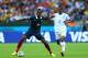 PORTO ALEGRE, BRAZIL - JUNE 15: Paul Pogba of France holds off a challenge by Jerry Bengtson of Honduras during the 2014 FIFA World Cup Brazil Group E match between France and Honduras at Estadio Beira-Rio on June 15, 2014 in Porto Alegre, Brazil. (Photo