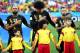 SAO PAULO, BRAZIL - JUNE 26: (L-R) Anthony Vanden Borre, Marouane Fellaini and Steven Defour of Belgium look on prior to the 2014 FIFA World Cup Brazil Group H match between South Korea and Belgium at Arena de Sao Paulo on June 26, 2014 in Sao Paulo, Br