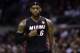 Jun 15, 2014; San Antonio, TX, USA; Miami Heat forward LeBron James (6) calls a play during the first quarter against the San Antonio Spurs in game five of the 2014 NBA Finals at AT&T Center. Mandatory Credit: Bob Donnan-USA TODAY Sports