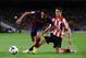 BARCELONA, SPAIN - APRIL 20: Alexis Sanchez of FC Barcelona duels for the ball with Ander Herrera of Athletic Club during the La Liga match between FC Barcelona and Athletic Club at Camp Nou on April 20, 2014 in Barcelona, Spain. (Photo by David Ramos/G