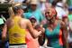 KEY BISCAYNE, FL - MARCH 27: Serena Williams of the United States shakes hands at the net after her straight sets victory against Maria Sharapova of Russia during their semi final round match during day 11 at the Sony Open at Crandon Park Tennis Cente on