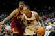 Apr 4, 2014; Atlanta, GA, USA; Atlanta Hawks guard Jeff Teague (0) protects the ball from Cleveland Cavaliers guard Kyrie Irving (2) during the second half at Philips Arena. The Hawks defeated the Cavaliers 117-98. Mandatory Credit: Dale Zanine-USA TODAY