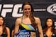 Feb 21, 2014; Las Vegas, NV, USA; UFC women's bantamweight Alexis Davis participates in the UFC 170 weigh-in at Mandalay Bay Events Center. Mandatory Credit: Stephen R. Sylvanie-USA TODAY Sports