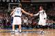DALLAS, TX - FEBRUARY 18: Monta Ellis #11 of the Dallas Mavericks and Dirk Nowitzki #41 of the Dallas Mavericks react during a game at American Airlines Center on February 18, 2014 in Dallas, Texas. NOTE TO USER: User expressly acknowledges and agrees tha