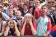 CHICAGO, IL - JULY 01: Fans react at Soldier Field after Belgium scored on USA in a World Cup match being played at Arena Fonte Nova in Salvador, Brazil on July 1, 2014 in Chicago, Illinois. Organizers said 28,000 people attended the watch party at Soldi